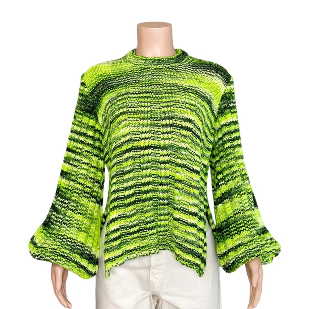 Ganni Wool Green Neon Melange Sweater XS